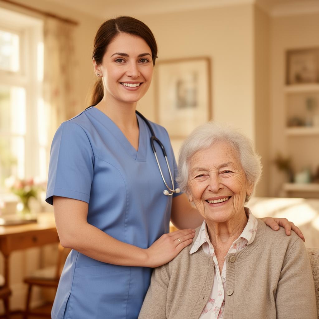 Carer and elderly gentleman